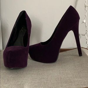 Purple velvet heels
